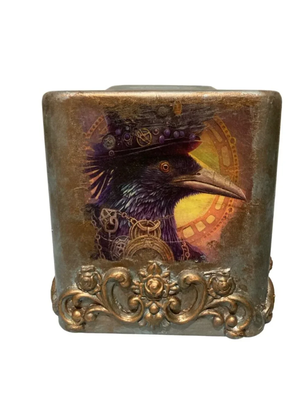 Victorian Gothic Steampunk Parrot Buzzard And Crow Tissue Box Cover